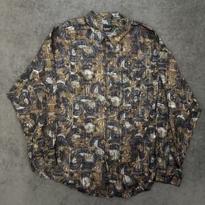 Hutspah Vintage psychedelic Floral Colorful Hippie Longsleeve Button Up Shirt XL